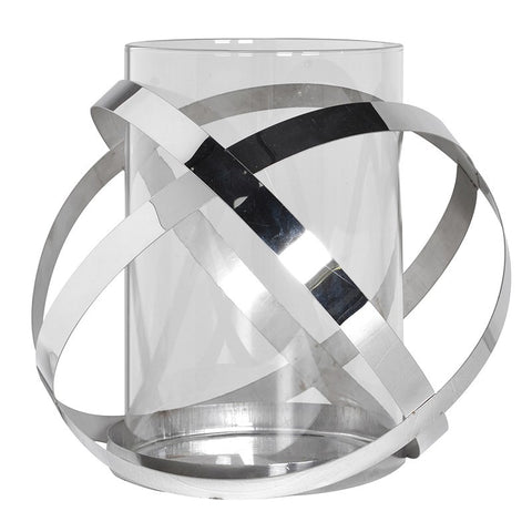 Small silver ring glass candle holder